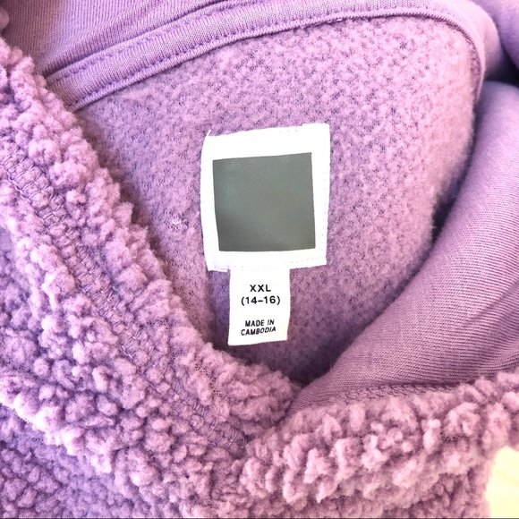 Lavender Purple Fleece Sherpa Hoodie Size XXL Kids - Picture 7 of 8